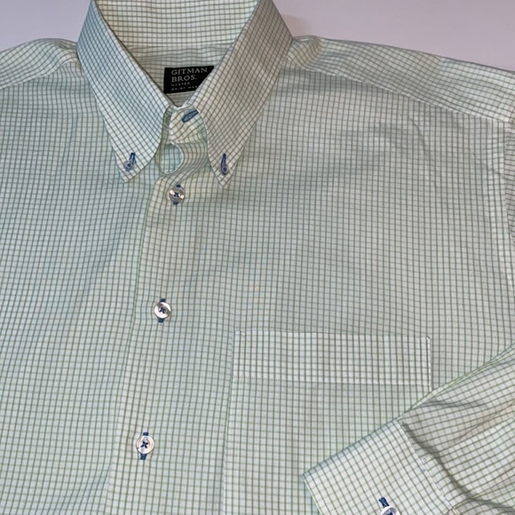 Gitman Brothers, long sleeve button down shirt, size large green and white - Picture 1 of 10
